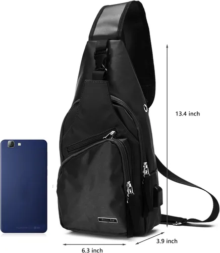 Vista 3 de Seoky Rop Bolso bandolera para hombre con puerto de carga USB