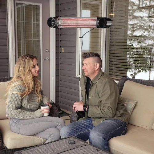 Vista 2 de Veito Blade Calentadores 1500W (Negro) IP55 weatherproof carbon infrared heater with remote. Premium indoor & outdoor wall mount for patios, homes