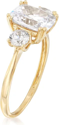 Vista 3 de Ross-Simons Anillo de 3,50 qt t.w CZ con 3 piedras en oro amarillo de 14 quilates