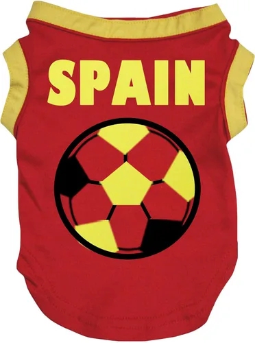 Vista 4 de Petitebella Camiseta de fútbol de España para perro (rojo, talla XS)