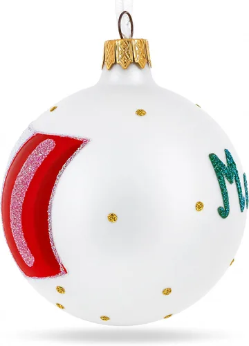 Vista 3 de Bandera de México bola de cristal adorno de Navidad 3.25 pulgadas