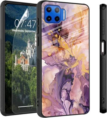 Vista 71 de Funda para Motorola Moto Edge 2022, cubierta trasera de vidrio templado con protector de pantalla, protección a prueba de golpes para Motorola Moto