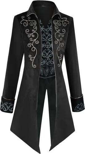 Vista 2 de Chaqueta steampunk gótica medieval vintage para hombre, disfraz de Halloween