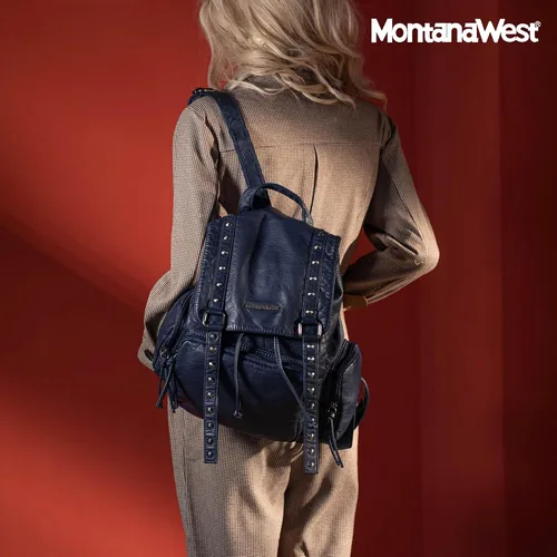 Vista 6 de Montana West Mochila para mujer Western Trendy Satchel Backpack, marino, Mochilas de viaje
