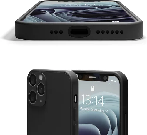 Vista 2 de Red Ember Funda a prueba de golpes para iPhone, funda protectora ultradelgada de silicona líquida con acabado mate con forro de microfibra suave