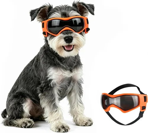 Vista 11 de Gafas de sol para perros para razas extra pequeñas, protección UV, resistentes al viento, XS con correas ajustables para la cabeza y la barbilla