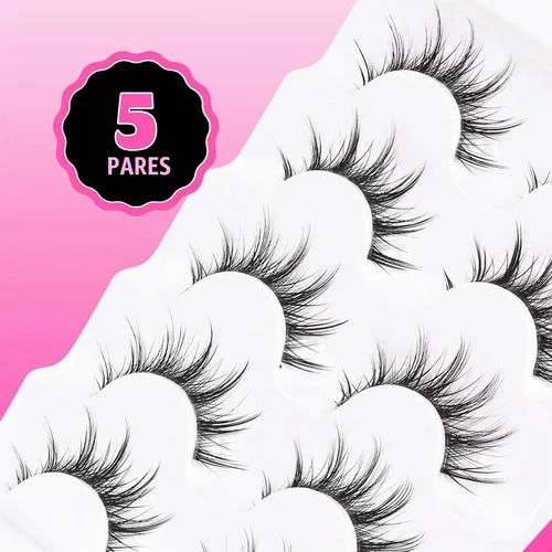Vista 5 de Veleasha Pestañas postizas de manga puntiagudas, 100% hechas a mano, aspecto natural, pestañas postizas ligeras con banda transparente suave
