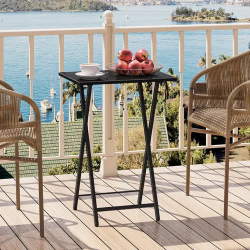 Vista 6 de HOOBRO - Mesa de Bandeja Plegable para TV, Mesa de Aperitivos Estable para Espacio Pequeño, Mesa Lateral de Sofá Portátil, Fácil Montaje