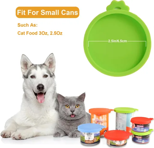 Vista 6 de Yobbai Tapas pequeñas para latas de comida para gatos de 3 onzas y 2.5 onzas, cubiertas de silicona de grado alimenticio, codificadas por
