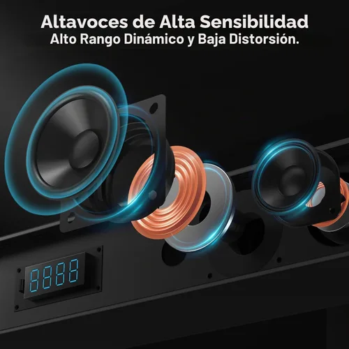 Vista 4 de Hiwill Barra de sonido Dolby de 2.2 canales para Smart TV, 200 W de potencia máxima, 6 controladores - 2 subwoofer/2 tweeter integrado, graves