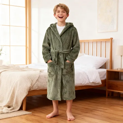 Vista 11 de E.W Apparel Bata de baño de forro polar con capucha para niños, bata suave y mullida para niños pequeños