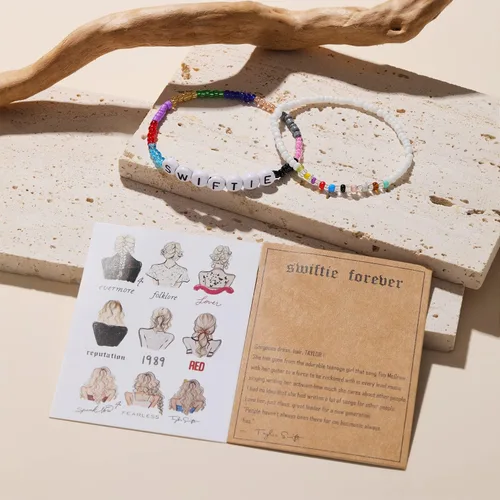 Vista 3 de NONTAI 2 pulseras Taylor Swiftie Jewelry for the Eras Music Friendship Bracelets Fearless Midnight Folklore Lover Reputation Album Jewelry