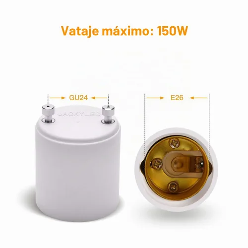 Vista 3 de Paquete de 2 adaptadores JACKYLED GU24 a E26, hasta 392 ℉ resistentes al