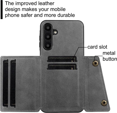 Vista 3 de Funda compatible con OnePlus Nord 2 5G DN2101 DN2103 Kickstand [piel sintética + carcasa + tarjetero] 2 en 1 cubierta magnética negra