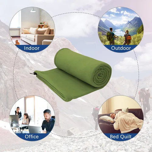 Vista 6 de Forro polar para saco de dormir, 75 pulgadas de largo con cremallera de microfibra de forro polar de viaje, saco de dormir individual, manta