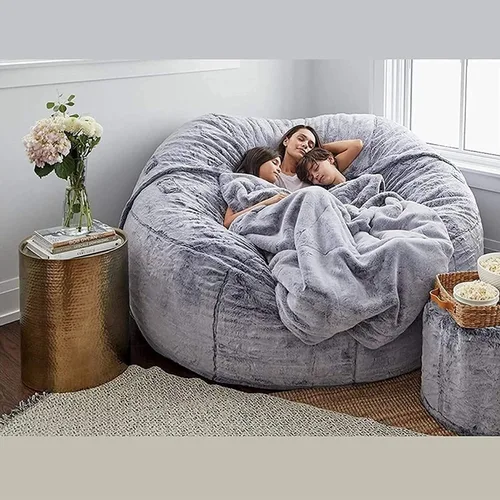 Vista 2 de Puf de 7 pies, funda de sofá para silla, lavable de tela de felpa suave de alta calidad, puf para juegos, tumbona gruesa y perezosa, juguetes