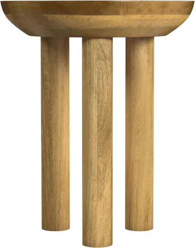 Vista 8 de HomePop Mesa redonda de madera de mango negro/lateral