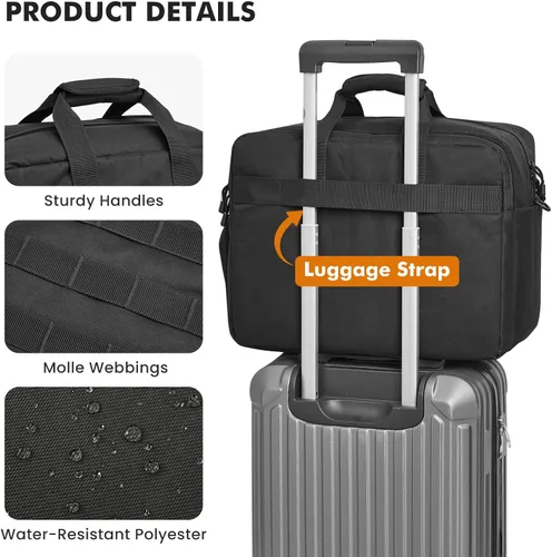 Vista 7 de S-ZONE Bolsa de mensajero táctica para hombre, bolsa de trabajo para Negro