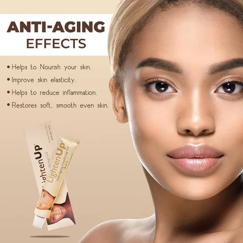 Vista 4 de Lighten-Up - Gel iluminador antienvejecimiento para la piel, 1 onza líquida, crema antienvejecimiento, con alfa arbutina, aceite de argán, vitamina C
