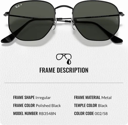 Vista 21 de Ray-Ban RB3548N Lentes planas hexagonales, gafas de sol cuadradas y redondas con kit oficial de gafas
