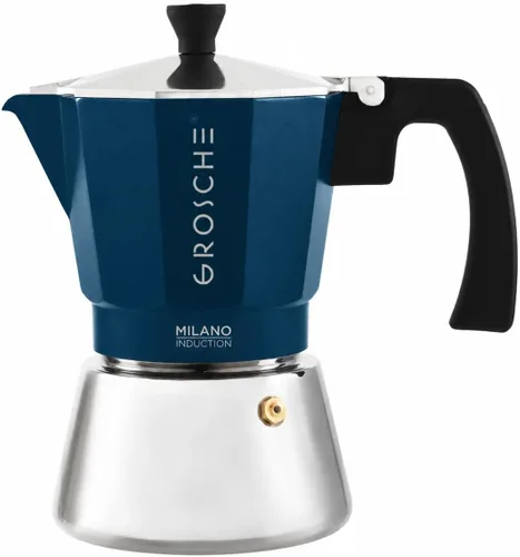 Vista 13 de GROSCHE Milano - Cafetera Moka para estufa, olla de expreso para 3 tazas de café, 5 oz, color negro - Cafetera cubana para estufa, cafetera Moka