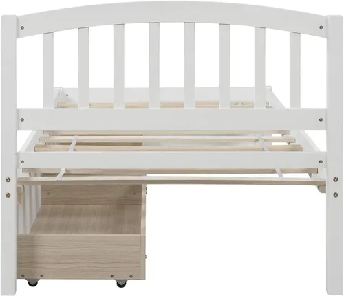 Vista 7 de Harper & Bright Designs Marco de cama de almacenamiento individual, cama de plataforma de madera con dos cajones y cabecero, color blanco
