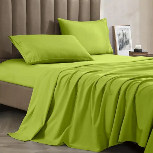 Vista 21 de CELINE LINEN Juego de sábanas de microfibra de 4 piezas prémium de calidad hotelera 1800, resistente a las arrugas - Ropa de cama de lujo ultra
