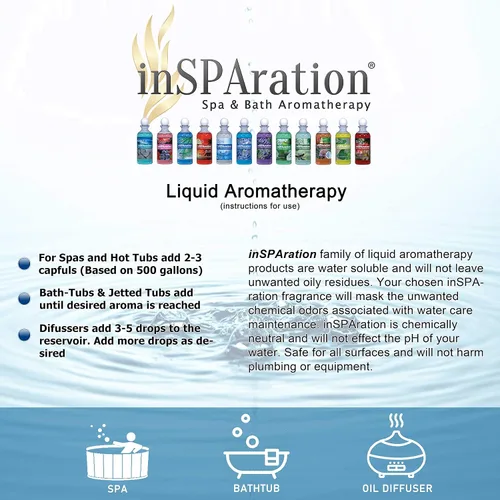 Vista 4 de inSPAration Spa and Bath Aromatherapy 111X Líquido de Spa, 9 Onzas, April Showers, Morado