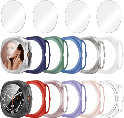 Vista 13 de Paquete de 12+4 Fundas para Samsung Galaxy Watch FE/5/4 de 40 mm con Protector de Pantalla de Vidrio Templado, Funda Protectora Resistente a