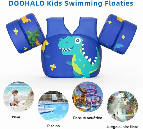 Vista 3 de DOOHALO Flotadores de natación para niños de 28 a 70 libras, chaleco flotante de hombro para niños de 2 a 8 años de edad, para niños y niñas, bebés