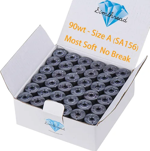 Vista 8 de Simthread 144 hilos de bobinas preenrolladas para bordar, clase 15, tipo A, tamaño SA156, poliéster negro de 60 pesos, compatible con Bernina Pfaff