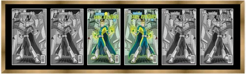 Vista 44 de Marco de cómic blanco mate para cómics publicado entre 1938 y 1955 (marco de madera maciza de cómic de la edad dorada) hecho para mostrar 4 cómics