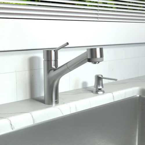 Vista 3 de hansgrohe Talis S 06462860 - Grifo de cocina de acero inoxidable con pulverizador extraíble, grifo para fregadero de cocina, óptica de acero