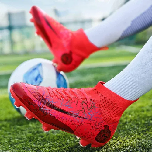 Vista 6 de GEXECEUSS Botas de fútbol de alta calidad, transpirables, ligeras, juveniles, profesionales, zapatos de fútbol de suelo firme para entrenamiento