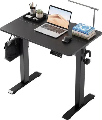 Vista 17 de Claiks Escritorio eléctrico de pie de 48 x 24 pulgadas, escritorio Negro