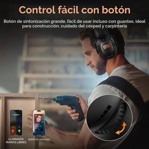 Vista 8 de AM FM Bluetooth Radio Headphones Safety Earmuff Hearing Protection Headset