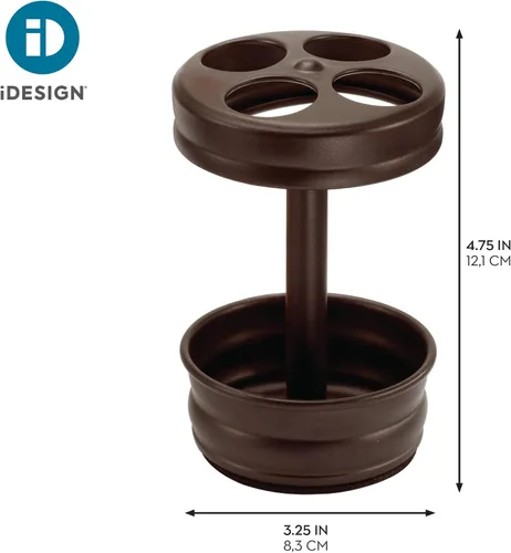 Vista 2 de iDesign Soporte de metal para cepillos de dientes, taza de baño para organización de baño, colección Olivia, 3.25 x 3.25 x 5 pulgadas, bronce