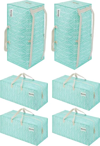 Vista 113 de VENO Paquete de 6 bolsas de mudanza resistentes con correas de mochila, cremalleras y asas, bolsas de embalaje extragrandes para artículos