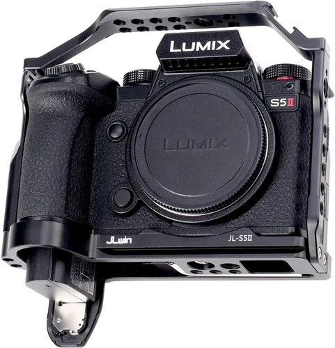 Vista 5 de Foto4easy s5ii jaula aparejo para cámara Panasonic LUMIX S5II sin espejo, incluye doble mango de madera lateral universal