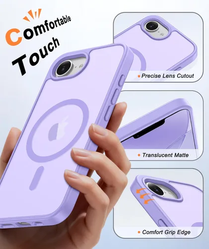 Vista 1018 de FNTCASE Funda para iPhone 17 Pro: Fundas delgadas translúcidas de color azul claro compatibles con MagSafe, protección completa de la cámara