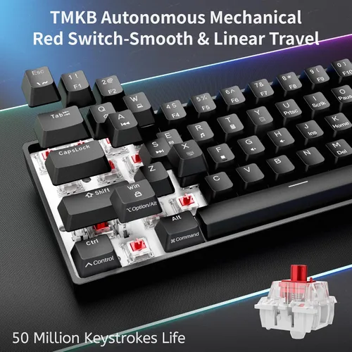 Vista 3 de DIERYA Teclado mecánico 60%, teclado para juegos con cable DK61se con interruptores rojos, retroiluminación LED, ultracompacto, 61 teclas, mini
