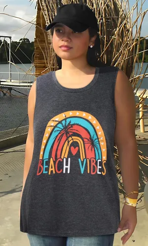 Vista 3 de Camisetas sin mangas para mujer, camisetas de verano sin mangas, casuales, holgadas, blusas tipo túnica