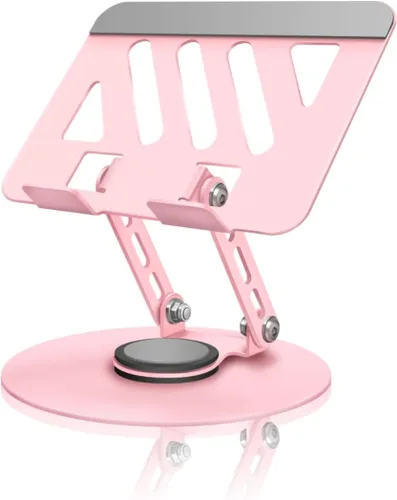 Vista 13 de Soporte para portátil ajustable giratorio de 360°, totalmente plegable, doble eje rotativo, elevador de laptop, escritorio de pie portátil Negro