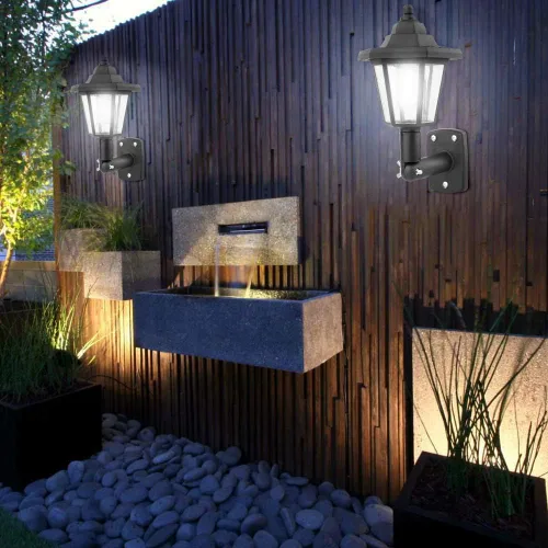 Vista 3 de 2 faroles solares de pared, lámpara de pared LED de inducción automática para jardín al aire libre, resistente a la intemperie, linterna de pared