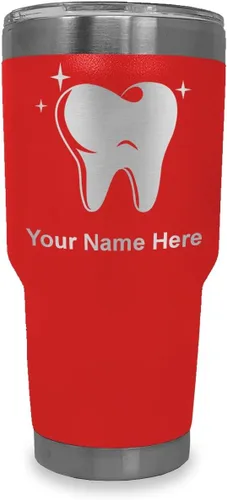 Vista 19 de LaserGram Vaso aislado al vacío de 20 onzas, con diente, grabado personalizado incluido (negro)