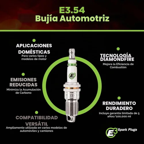 Vista 2 de E3 Spark Plug E3.54, bujía automotriz, 1 unidad