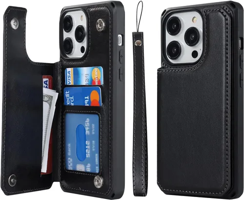 Vista 28 de Cavor Funda para iPhone 14 Pro Max con Tarjetero, Funda Cartera para iPhone 14 Pro Max para Mujeres y Hombres, Soporte de Tarjetas de Crédito