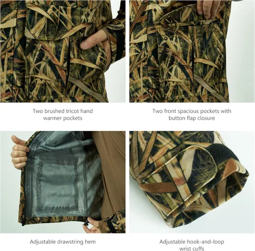 Vista 30 de BASSDASH Walker - Chaquetas transpirables e impermeables para pesca y caza con tela exterior silenciosa para hombres y mujeres en 7 tamaños