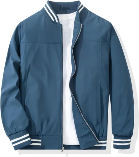 Vista 8 de Chaqueta bomber para hombre, casual, elegante, ligera, cortavientos, primavera, otoño, chaquetas de moda
