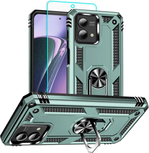 Vista 24 de HNHYGETE Funda para Motorola Edge 2025 con protector de pantalla: soporte giratorio de grado 360° (antideslizante) protección contra caídas y golpes